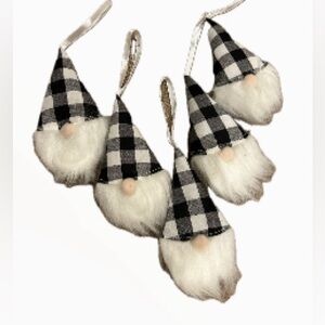 Set of five stuffed buffalo check stuff gnome ornaments